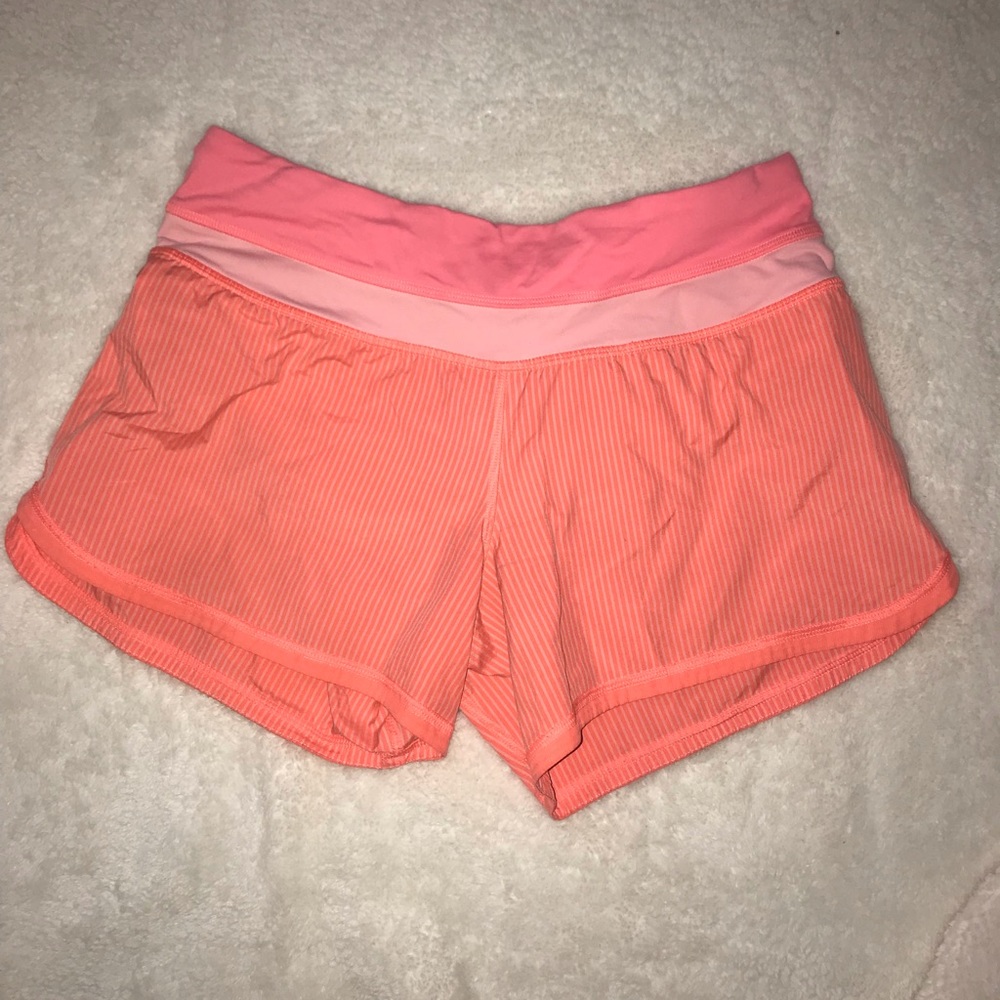 Pink/Orange striped Lulu Lemon shorts